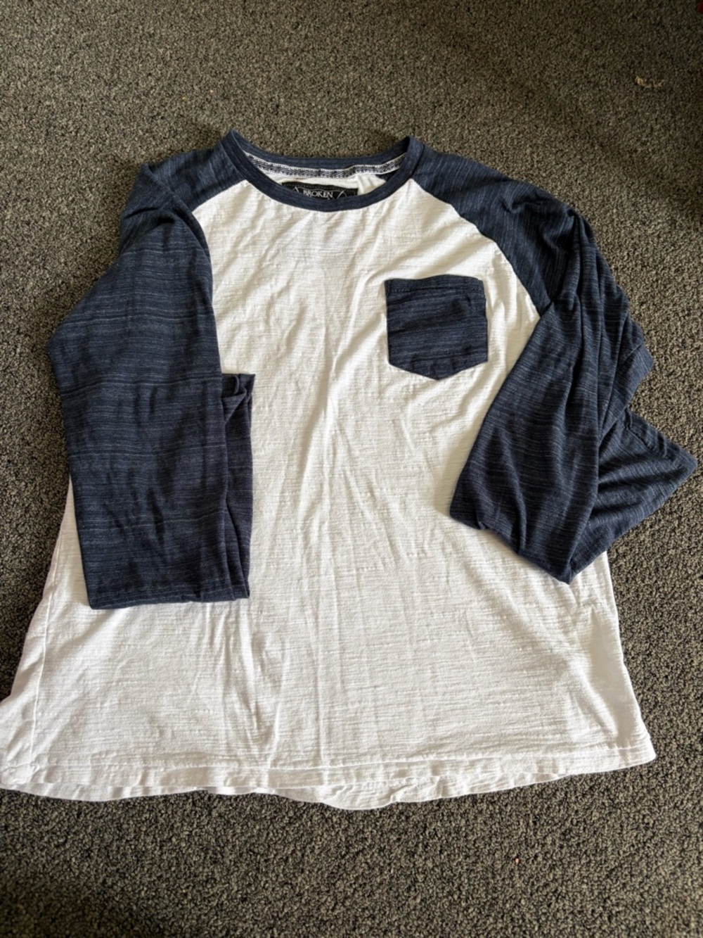 Men's Navy & White Raglan Pocket Polo Tee